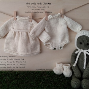 PDF Knitting Pattern | Clothes for The Oak Folk Doll Set H | Doll Clothes Pattern