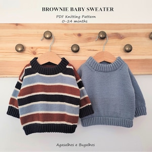 Brownie Baby Sweater Knitting Pattern | Drop Shoulder Sweater | Baby Sweater | PDF Knitting Pattern | 0-24 Months