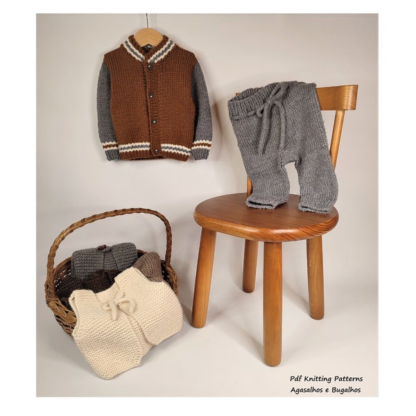 PDF Knitting Pattern |  Back to School Kids Jacket Knitting Pattern, Caledula Kids Pants, Woodlands Kids Waistcoat Knitting Pattern