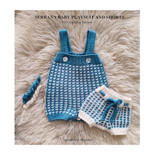 Serrana Baby Playsuit and Shorts Knitting Pattern | Baby Romper | PDF Knitting Pattern | Preemie-24 months