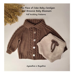 PDF Knitting Pattern Set |  Brownie Baby Bloomers Knitting Pattern and The Piece of Cake Baby Cardigan Knitting Pattern | 0-24 Months