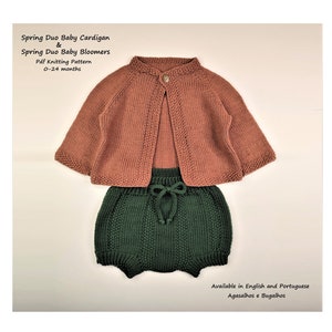 PDF Knitting Pattern | Spring Duo Baby Cardigan Knitting Pattern + Spring Duo Baby Bloomers and Bonnet Knitting Pattern | 0-24 months