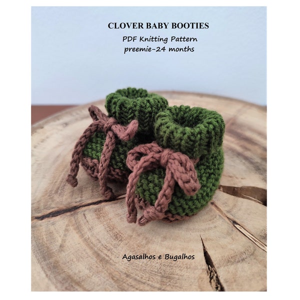 Clover Baby Booties Knitting Pattern | Baby Socks Pattern | PDF Knitting Pattern |  preemie-24 Months