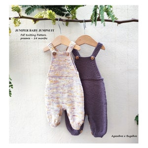 Juniper Baby Jumpsuit Knitting Pattern | Baby Romper Pattern | PDF Knitting Pattern | Preemie-24 months (English and Portuguese)