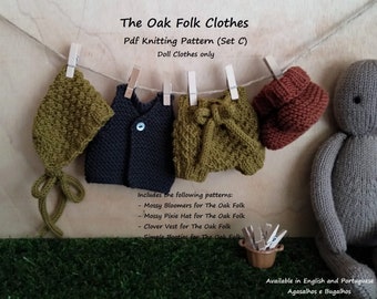PDF Knitting Pattern | Clothes for The Oak Folk Doll Set C | Doll Clothes Pattern