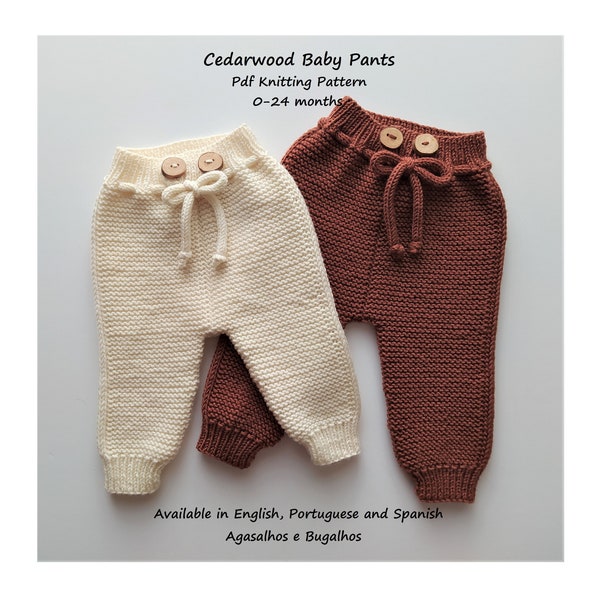 Modèle de tricot de pantalons pour bébés en bois de cèdre | Modèle de pantalon pour bébé | Modèle de tricot PDF | 0-24 mois