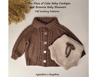 PDF Knitting Pattern Set |  Brownie Baby Bloomers Knitting Pattern and The Piece of Cake Baby Cardigan Knitting Pattern | 0-24 Months