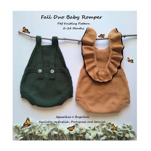 Fall Duo Baby Romper Knitting Pattern Baby Romper Pattern PDF Knitting Pattern 0-24 Months image 1