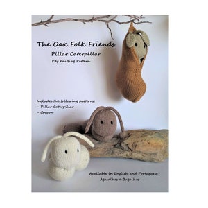 PDF-breipatroon | Pillar Caterpillar en Cocoon breipatronen (Engels en Portugees)