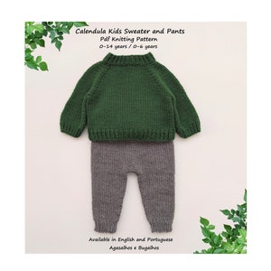 Kids Knitting Pattern | Calendula Kids Sweater and Pants Knitting Pattern | Top Down Sweater