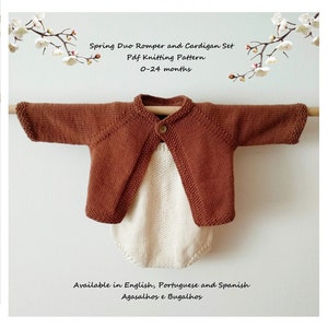 PDF Knitting Pattern | Spring Duo Baby Romper Knitting Pattern and Cardigan | 0-24 Months