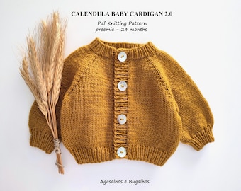 Calendula Baby Cardigan Knitting Pattern | Baby Coat Pattern | PDF Knitting Pattern | Preemie-24 Months