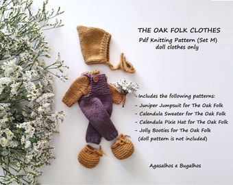 PDF-Strickmuster | Kleidung für das Oak Folk Puppenset M | Puppenkleidungsmuster