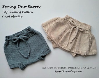 Spring Duo Baby Skorts Knitting Pattern | Shorts Knitting Pattern | Baby Skorts (skirt + shorts) | PDF Knitting Pattern | 0-24 Months