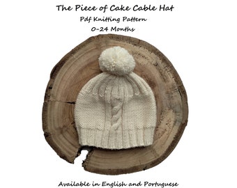 The Piece of Cake Baby Hat Knitting Pattern | PDF Knitting Pattern | 0-24 Months (English and Portuguese)