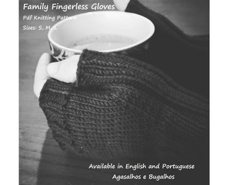 KNITTING PATTERN | Family Fingerless Gloves | S , M, L | Pdf Tutorial