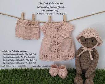 PDF Knitting Pattern | Clothes for The Oak Folk Doll Set J | Doll Clothes Pattern