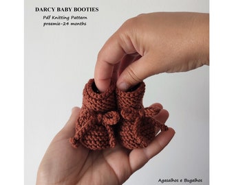 Darcy Baby Booties Knitting Pattern | PDF Knitting Pattern | preemie-24 months (English, Portuguese and Spanish)