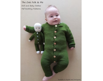 PDF Knitting Pattern | Maple Baby Overalls | The Oak Folk Doll Set XI (body and clothes)