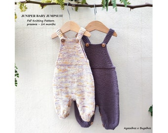 Juniper Baby Jumpsuit Knitting Pattern | Baby Romper Pattern | PDF Knitting Pattern | Preemie-24 months (English and Portuguese)