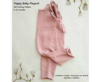 Poppy Baby Playsuit Knitting Pattern | Baby Playsuit | PDF Knitting Pattern | 0-24 months