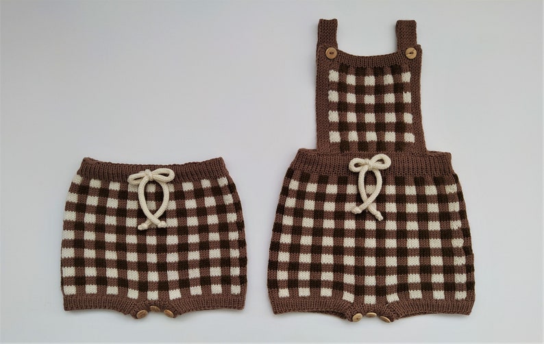 Gingham Baby Bloomers and Romper Knitting Pattern Baby Shorts Pattern PDF Knitting Pattern 0-24 Months image 9