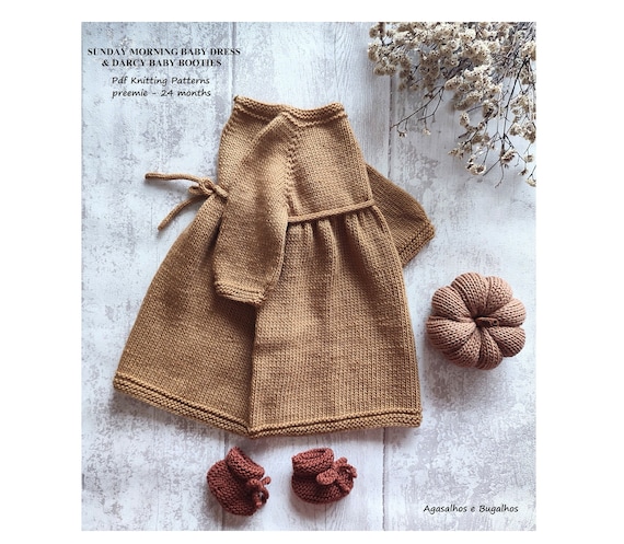 Sunday Morning Baby Dress and Darcy Baby Booties Knitting Pattern | PDF  Knitting Pattern | Preemie-24 Months (english and Portuguese) - Etsy