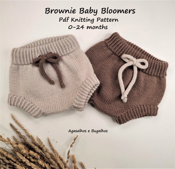 Brownie Baby Bloomers Knitting Pattern | Baby Shorts Pattern | PDF Knitting Pattern | 0-24 Months (English and Portuguese)
