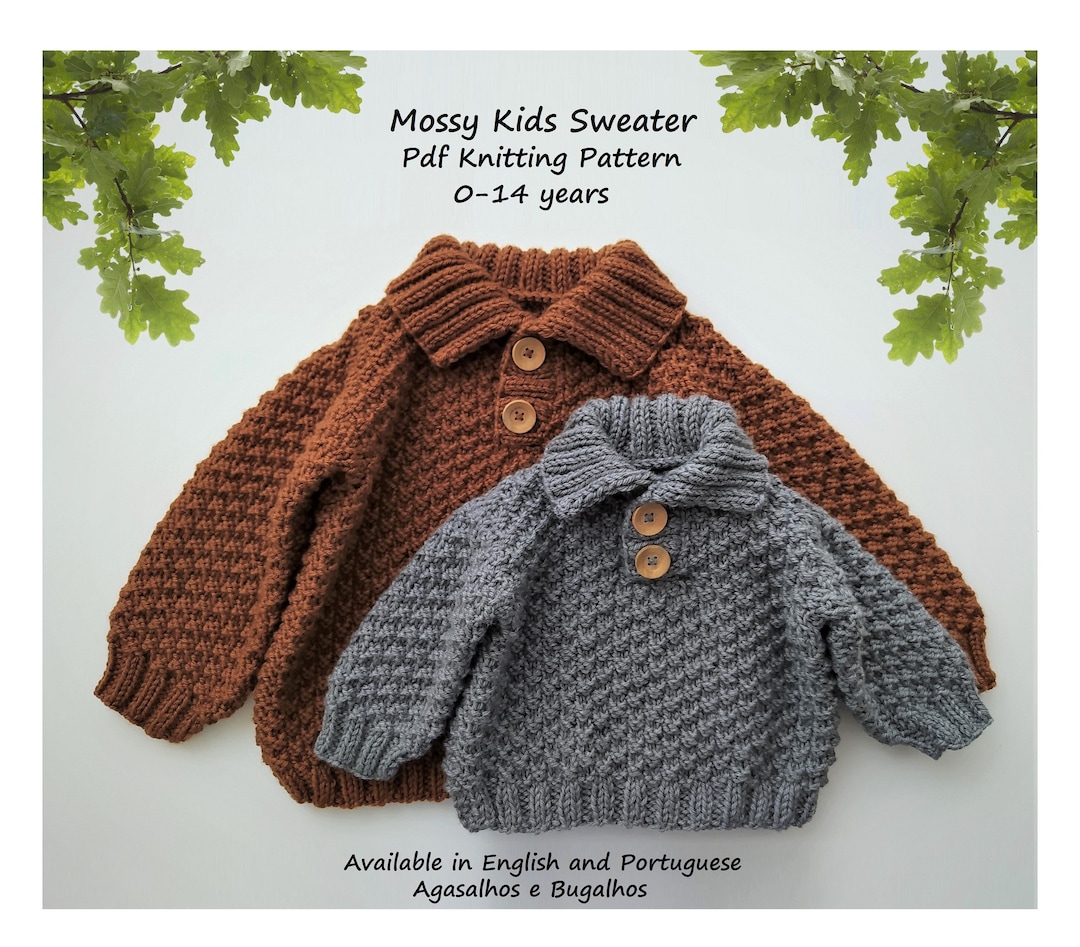 Buy Mossy Kids Sweater Knitting Pattern Kids Sweater Pattern PDF  Knitting Pattern 0-14 Years (english and Portuguese) Online in India 