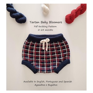 Tartan Baby Bloomers Knitting Pattern | Plaid Baby Shorts | PDF Knitting Pattern | 0-24 Months (English, Portuguese and Spanish)