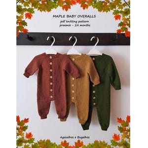 Strickmuster für Baby-Overalls in Ahorn | Baby-Strampelanzug-Muster | PDF-Strickmuster | Frühchen – 24 Monate (Englisch und Portugiesisch)