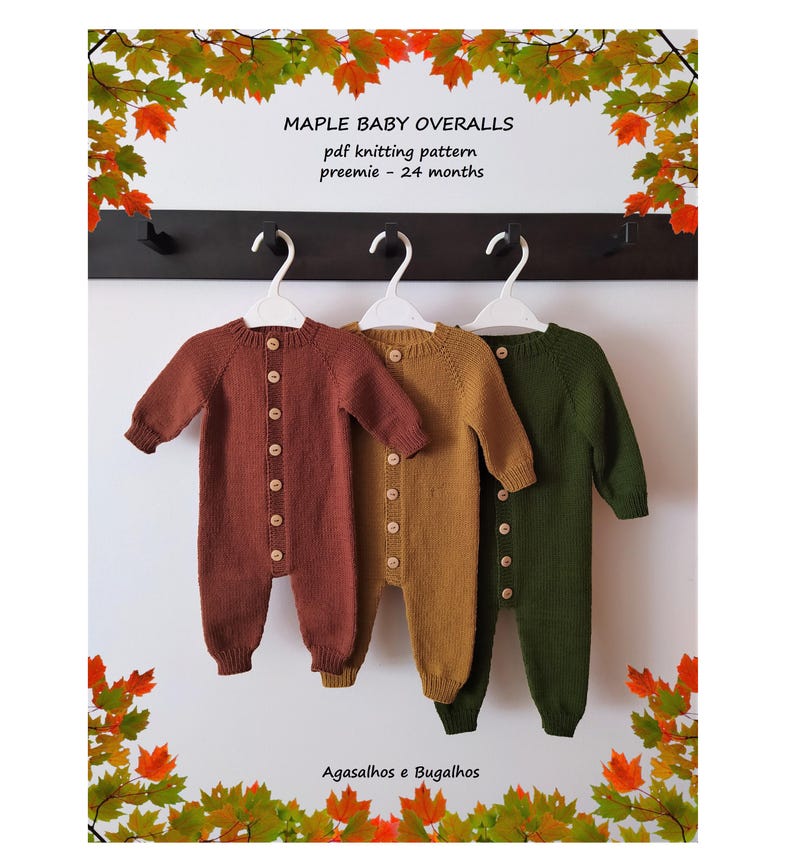 Maple Baby Overalls Knitting Pattern | preemie-24 months | English and Portuguese