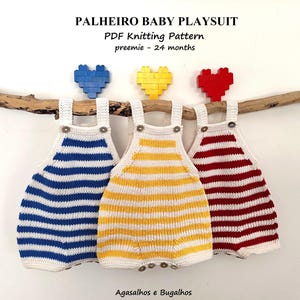 Palheiro Baby Playsuit Knitting Pattern | PDF Knitting Pattern | Preemie-24 months (English and Portuguese)