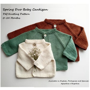 Lente Duo babyvest breipatroon | Top-down vest | PDF-breipatroon | 0-24 maanden (Engels, Portugees en Spaans)