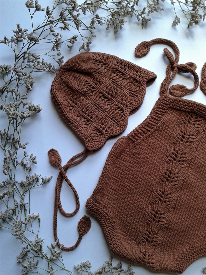 Spring Blossoms Baby Romper Knitting Pattern and Bonnet Baby Romper and Bonnet PDF Knitting Pattern 0-24 months image 5