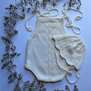 Spring Blossoms Baby Romper Knitting Pattern and Bonnet Baby Romper and Bonnet PDF Knitting Pattern 0-24 months image 10