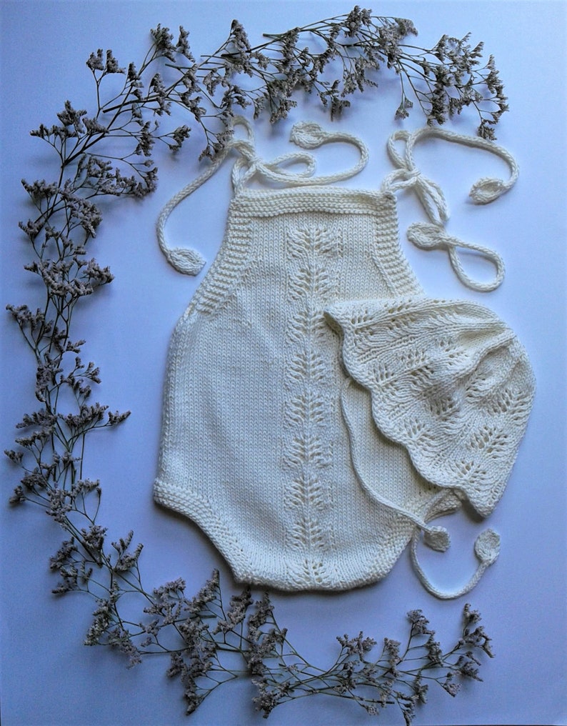 Spring Blossoms Baby Romper Knitting Pattern and Bonnet Baby Romper and Bonnet PDF Knitting Pattern 0-24 months image 10