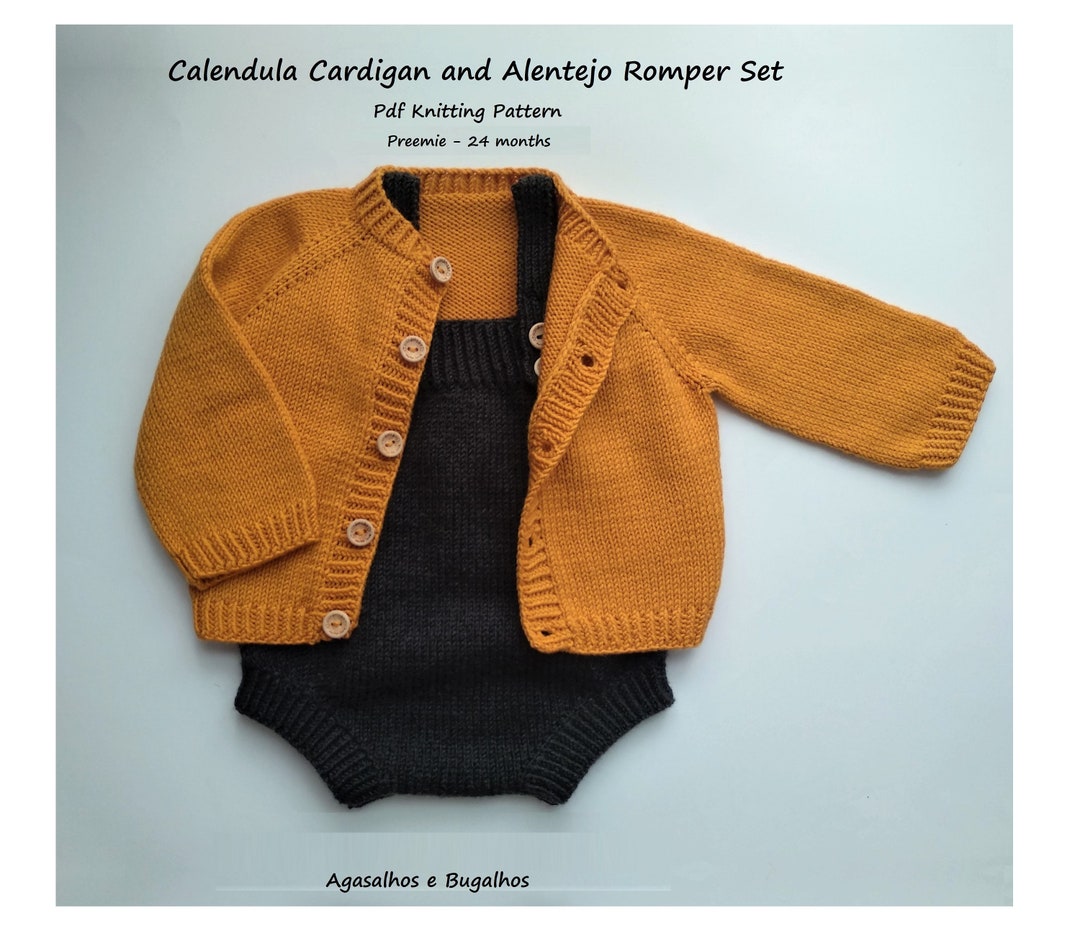 PDF Knitting Pattern Calendula Baby Cardigan and Alentejo Baby