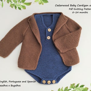 Baby Knitting Pattern | Cedarwood Baby Cardigan and Romper Knitting Pattern | 0-24 Months