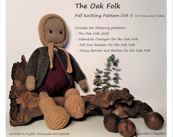 PDF-Strickmuster | Das Oak Folk Doll Strickmuster | Set I (Körper und Puppenkleidung)