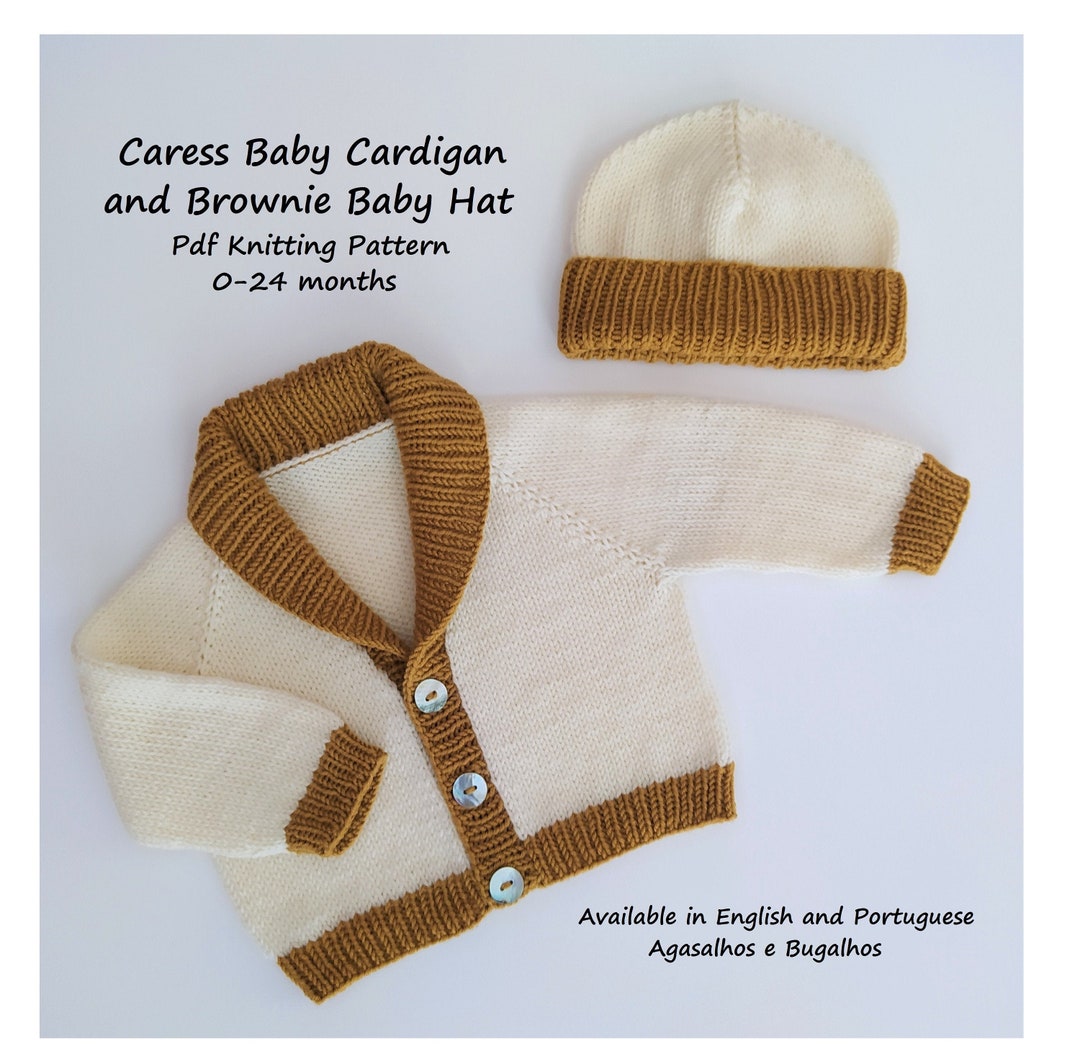 Caress Baby Cardigan and Brownie Baby Hat Pdf Knitting Pattern