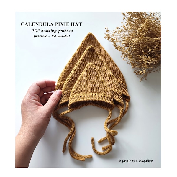 Calendula Baby Pixie Hat Knitting Pattern | PDF Knitting Pattern | preemie-24 Months