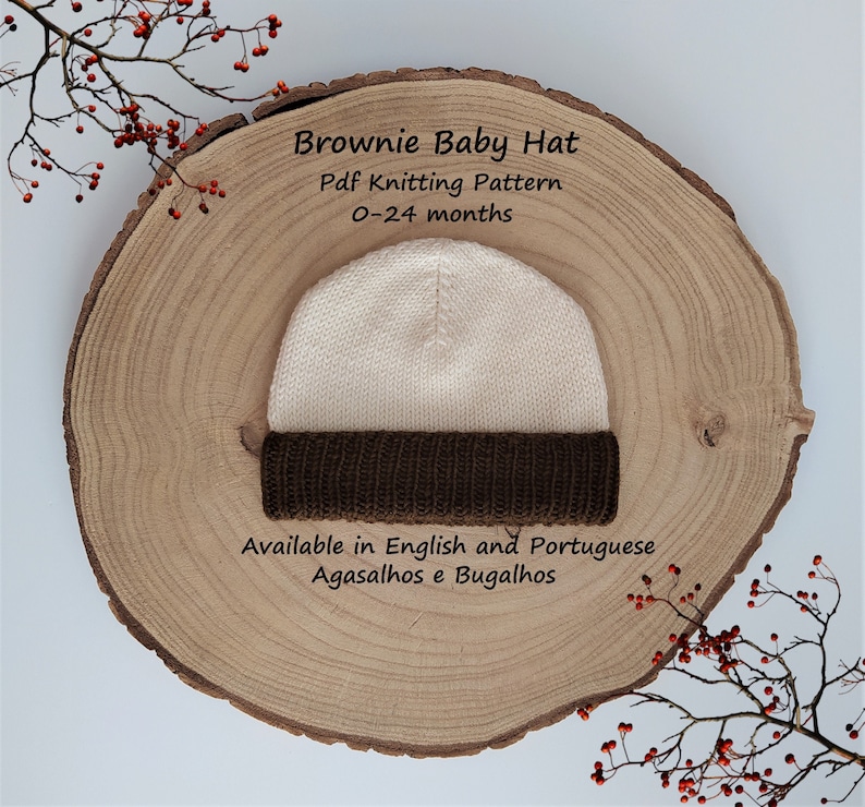 PDF Knitting Pattern Brownie Baby Hat Knitting Pattern 0-24 Months image 1