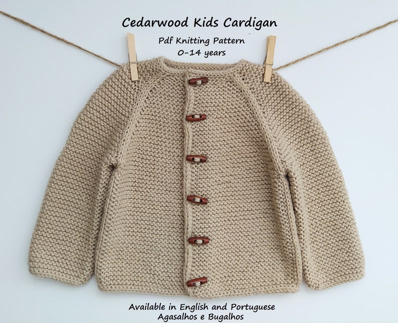 Cedarwood Kids Cardigan Knitting Pattern Top Down Cardigan Garter Stitch Kids Cardigan PDF Knitting Pattern 0-14 years image 1