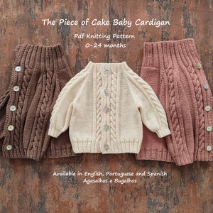 The Piece of Cake Baby Cardigan Knitting Pattern | Top Down Cardigan | Baby Coat Pattern | Pdf Knitting Pattern | 0-24 Months