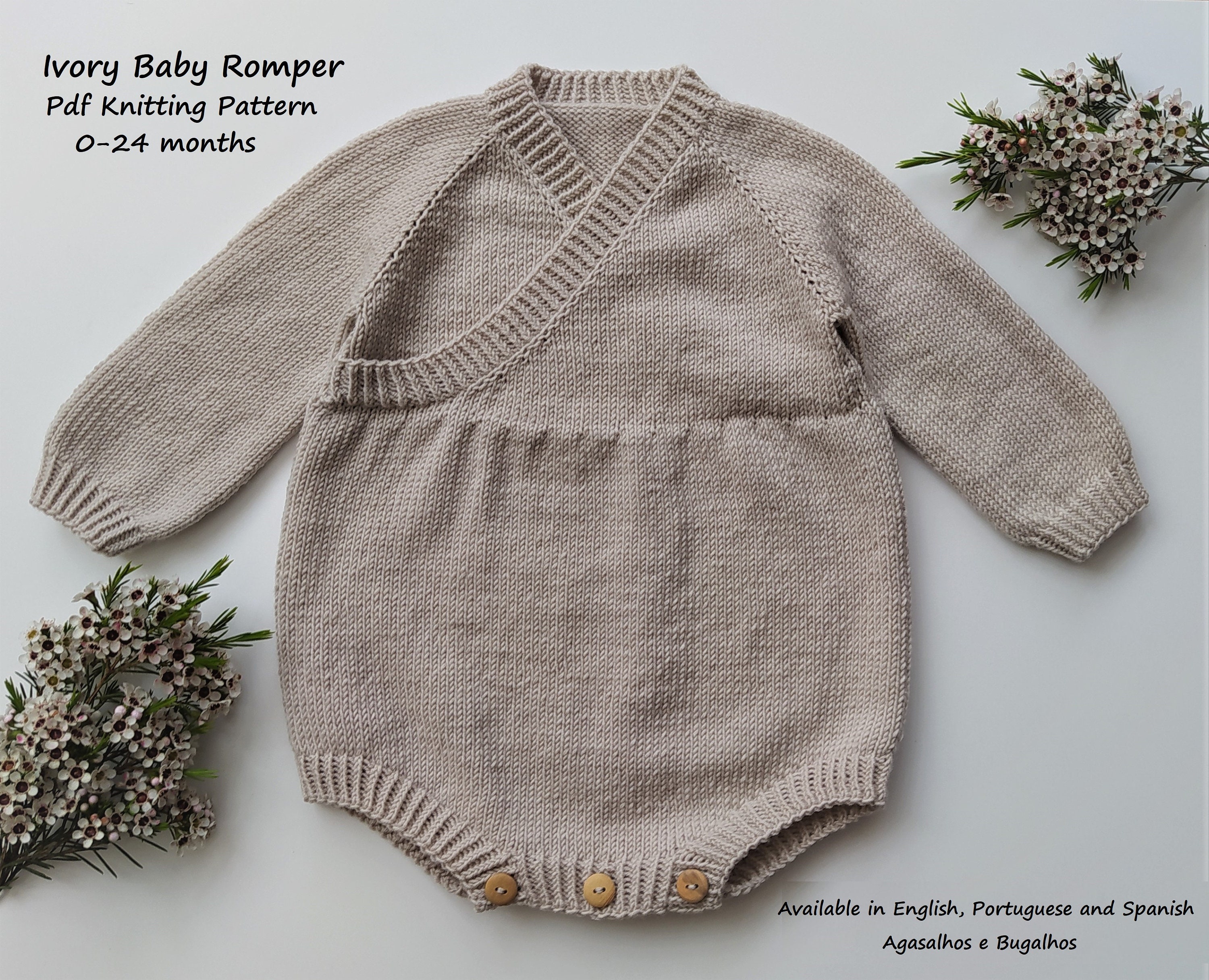Ivory Baby Romper Knitting Pattern | PDF Knitting Pattern | 0-24 Months ...