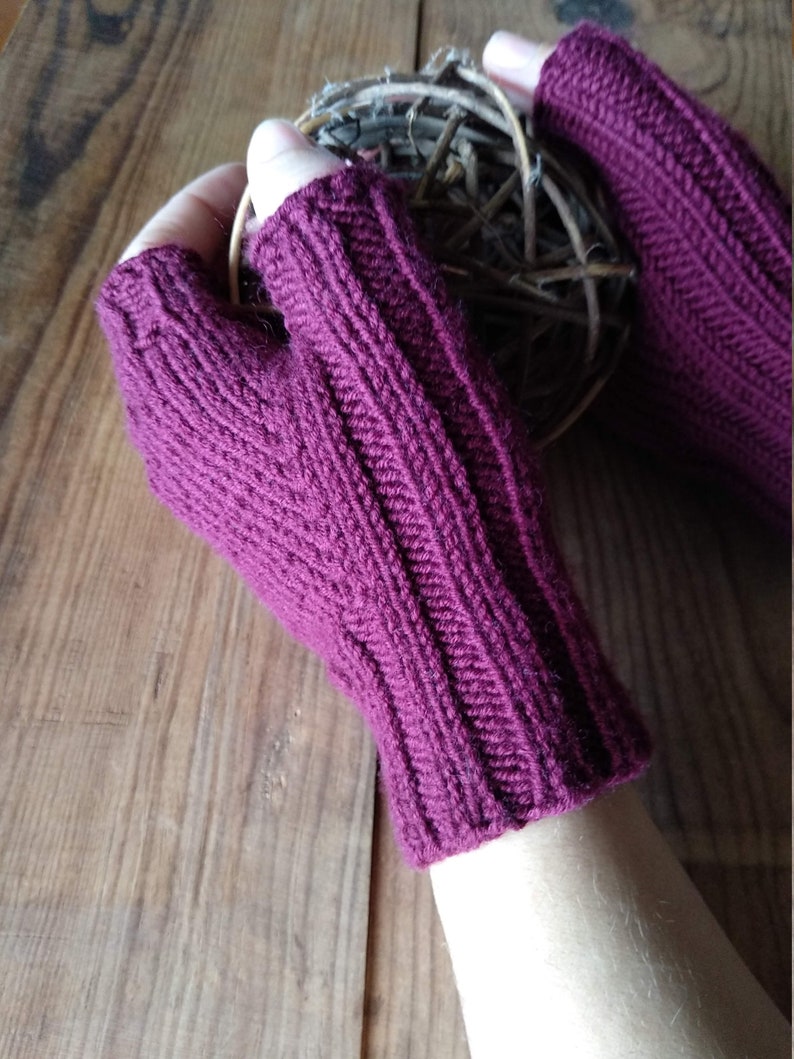 KNITTING PATTERN Family Fingerless Gloves S , M, L Pdf Tutorial image 2