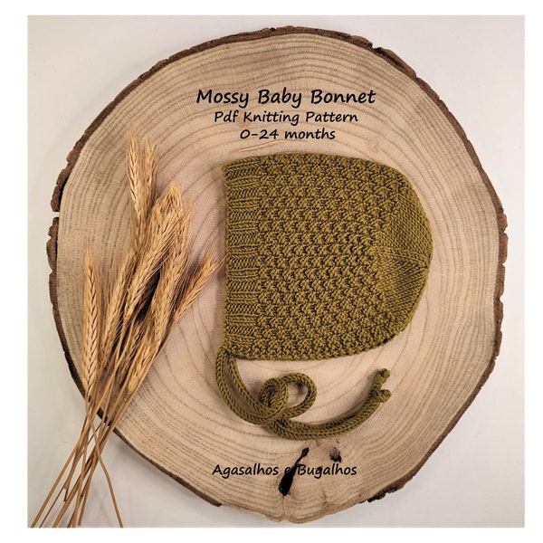 PDF Knitting Pattern | Mossy Baby Bonnet Knitting Pattern | 0-24 Months