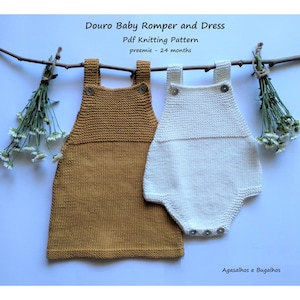 Douro Baby Romper and Dress Knitting Pattern | PDF Knitting Patterns | preemie-24 months (English and Portuguese)