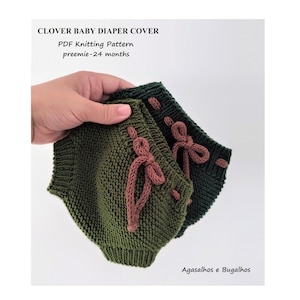 Clover Baby Diaper Cover Knitting Pattern Baby Shorts Pattern PDF Knitting Pattern preemie-24 Months image 1